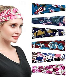 baratos -Impresso esportes bandana yoga bandana bandana absorvente de suor anti suor feminino aba larga lenço headwear