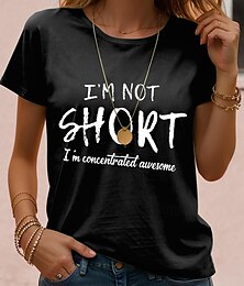 お買い得  -女性Tシャツ カジュアル 面白いクオート クルーネック ブラック ホワイト 半袖 レタープリント デイリーレジャー コンフォタブル トップス レギュラーフィット