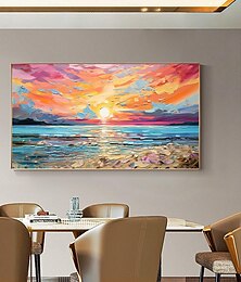 ieftine -pictură în ulei pictură manuală impresionist apus de soare pictură în ulei pe pânză pictură modernă peisaj marin pictură abstractă colorată peisaj pictură artă perete pentru living decor acasă