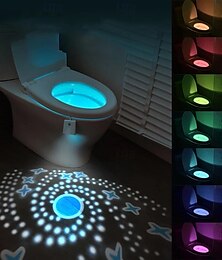 Недорогие -2 шт. 1 шт. модель с зарядкой через USB 7 цветов цвет туалетная лампа датчик человеческого тела лампа проектор лампа для унитаза RGB атмосфера свет творческий домашний ночник