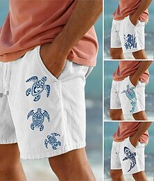 お買い得  -男性用 動物 カバ ウミガメ ショーツ サマーショーツ ビーチショーツ ミディアムウエスト ハワイアン カジュアル アウトドア 祝日 お出かけ ドローストリング 弾性ウエスト プリント デザイナー 衣類