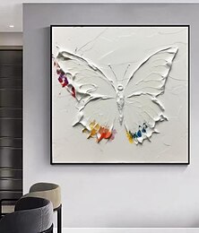 halpa -käsinmaalattu valkoinen perhosmaalaus kankaalle abstrakti alkuperäinen perhosmaalaus 3d-kuvioitu seinätaide perhonen seinäsisustus olohuone venytetty kehys ripustettava tai kehystämätön