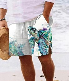 voordelige -zeeschildpad marine leven herenresort 3D-geprinte boardshorts zwemshorts zwembroek zakkoord met mesh voering comfort ademende korte aloha Hawaiiaanse stijl vakantie strand s tot 3xl