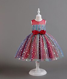 זול -שמלת טוטו כוכבת בנות קשת בענן, מרופד כותנה, בדוגמת גלקסיה, עם חגורת קשת&amp; פרטי נצנצים ניגודיים נוחים&amp; עמיד לאורחים בחתונה