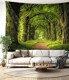 Недорогие -лес деревья пейзаж висит гобелен стены искусства большой гобелен фреска декор фотография фон одеяло занавеска дома спальня гостиная украшения