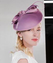 זול -סרטי ראש כובעים כיסוי ראש סיבים צלוחית כובע כובע חתונת מסיבת תה חתונה אלגנטית עם כיסוי ראש עם קשת נוצה