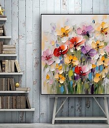 billiga -impressionism abstrakt palettkniv blommor väggkonst handmålad 3d blommålning handgjorda färgglada 3d texturerade målningar moderna dekorativa målningar utan ram