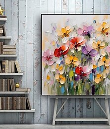 preiswerte -Impressionismus abstrakte Spachtelblumen Wandkunst handgemalte 3D-Blumenmalerei handgemachte bunte 3D-Strukturgemälde moderne dekorative Gemälde ohne Rahmen