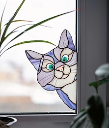 economico -adesivo per finestra in vetro con gatto che sbircia, pellicola per finestre autoadesiva ispessita impermeabile e resistente all'umidità per vetro, decorazioni per la casa in piastrelle di ceramica