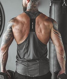 olcso -Férfi Atléta Fitness Tank Tartály U-alakú Ujjatlan Sport Alkalmi / Napi Tornaterem Légáteresztő Puha Sima Fekete Fehér Sportruházat Divat Alap
