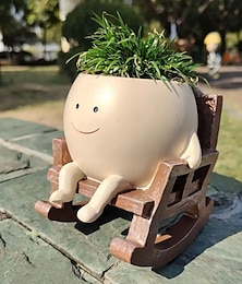 cheap -Garden Plant Pot With Small Rocking Chair Design, Made Of Resin, Suitable For Succulents And Other Plants, Perfect For Home Gardening Decoration