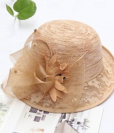 preiswerte -Fascinators Kentucky Derby Hut Kopfbedeckung Organza Bowler / Cloche Hut Fischerhut Strohhut lässig Urlaub elegant Vintage mit Federschleife Kopfbedeckung Kopfbedeckung