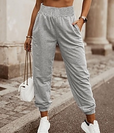 cheap -Women's Sweatpants Polyester Plain Gray Casual Daily Ankle-Length Outdoor Spring &  Fall