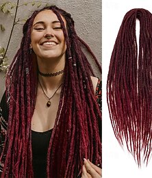 economico -Estensioni dei dreadlock da 24 pollici Goda Locs Capelli all'uncinetto per le donne 10 fili Dreadlock fatti a mano Trecce di capelli all'uncinetto Sintetici sottili 0,6 cm Hippie Dreadlocks dritti a