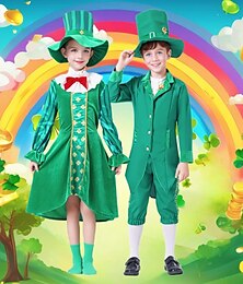halpa -Shamrock irlantilainen Karnevaali puku Cosplay-Asut Asut Cosplay Poikien Tyttöjen Lasten Juhla Naamiaiset Karnevaali Naamiaiset Pyhän Patrickin päivä Helppo karnevaaliasu