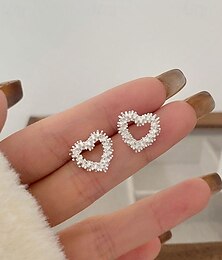 cheap -Silver Stud Earrings Hollow Out Heart Fashion Cute Earrings Jewelry Silver For Wedding Party