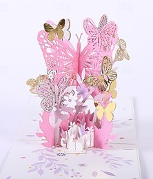 preiswerte -Garten-Schmetterlinge 3D Popup-Grußkarte - Frühlings-  Sommer-Geburtstagskarte für die Frau schönes Schmetterlingsdesign 1 Stück