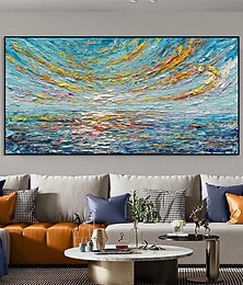 olcso -kézzel készített olajfestmény vászon fal művészeti dekoráció modern absztrakt napkelte tenger vastag textúra táj otthoni dekorációhoz hengerelt keret nélküli, nyújtatlan festmény