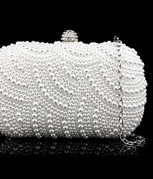 cheap -Women's Clutch Evening Bag PVC Alloy Party Holiday Solid Color Black White Ivory