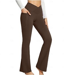 Χαμηλού Κόστους -Γυναικεία Παντελόνια Σκέτο Πλαϊνές τσέπες Πλατύ Πόδι Πλήρες μήκος Ελαστικό Ψηλή Μέση Καθημερινά Καθημερινά Ρούχα Εξόδου Μαύρο Λευκό Τ M Άνοιξη & Χειμώνας