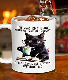 baratos -1pc gato e livro caneca de café xícaras de café de cerâmica eu alcancei a idade copos de água verão inverno drinkware presentes de aniversário presentes de feriado presentes de ação de graças