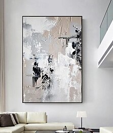 abordables -Peinture à l'huile faite à la main sur toile, décoration murale moderne abstraite en noir et blanc pour décoration de salon, peinture roulée sans cadre, non étirée
