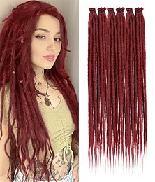cheap -24 Inch Dreadlock Extensions 20 Strands  Single Ended Hippie Dreads 0.6 cm Width Loc Extensions Reggae Style Synthetic Crochet Hair for Women and Men