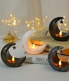 abordables -Vela led con forma de estrella y Luna, decoración del festival eid al-fitr mubarak, luz nocturna, linterna musulmana para decoración del hogar y vacaciones