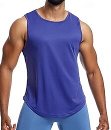 voordelige -Voor heren Singlet Fitnesstank Tank Onderhemd Strakke ronde hals Mouwloos Urheilu Casual / Dagelijks Sportschool Ademend Zacht Effen Zwart Geel Sportkleding Modieus Basic