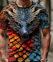 cheap -Dragon Designer Casual Subculture Men's 3D Print T shirt Tee Sports Outdoor Daily Holiday T shirt Orange Short Sleeve Crew Neck Shirt Spring & Summer Clothing Apparel S M L XL 2XL 3XL