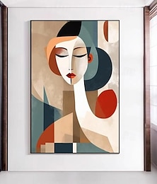abordables -Peint à la main abstrait style picasso géométrie fille toile mur art moderne toile peinture maison mur salon décor pas de cadre