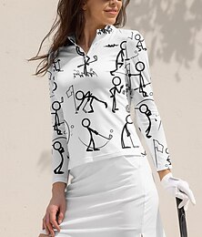abordables -Femme T-shirt POLO Blanche manche longue Protection Solaire Top Automne Hiver Vêtements de golf pour femmes, tenues, vêtements