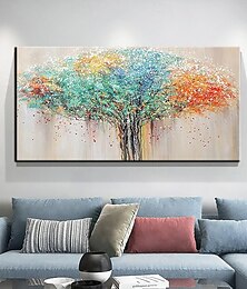 お買い得  -純粋な手描きの高品質の抽象的な生命の木の油絵手作りのカラフルな抽象的な木の油絵リビングルーム用