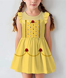 olcso -Girls ' 3D Hercegnő Fodros ruha Ujjatlan 3D nyomtatás Nyár Napi Szabadság Alkalmi gyönyörű Gyerekek 3-12 év hétköznapi ruha Ujjatlan ruha Térd feletti Poliészter Normál