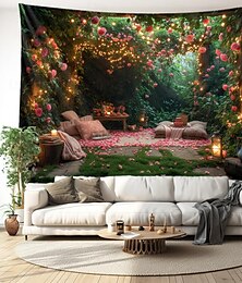 voordelige -diner in bloemen hangend tapijt kunst aan de muur groot tapijt muurschildering decor foto achtergrond deken gordijn thuis slaapkamer woonkamer decoratie