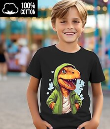 billiga -Pojkar 3D Dinosaurie T-shirt Skjortor Kortärmad 3D-tryck Sommar Aktiv Sport Mode 100 % bomull Barn 3-12 år Rund hals Utomhus Ledigt Dagligen Normal