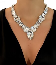 economico -Collane con ciondolo Strass Per donna Di tendenza Lusso Transparente Matrimonio Gocce Collana Per Matrimonio Feste