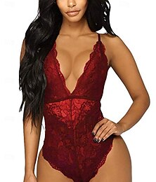 cheap -Ladies Sexy Black Lace-Up One-Piece Lingerie
