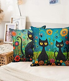 ieftine -model de artă pisică 1 bucată huse de pernă cu dimensiuni multiple perne decorative de coastă în aer liber huse de perne din catifea moale pentru canapea canapea pat decor acasă