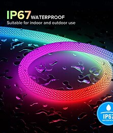 ieftine -rezistent la apa ws2811 țesut silicon neon bandă de lumină LED 12mm 360 de grade controler plasă circulară rgb nailon bandă luminoasă pentru piscină flexibilă culoare de vis frânghie lumina dormitor decor interior și exterior dc5v