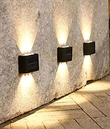 رخيصةأون -2/4/6 قطعة من مصابيح الحائط الشمسية المقاومة للماء، مصابيح سطح خارجية 6 LED، لتزيين الساحات والشوارع والأسوار والجراجات والحدائق والسلالم وأضواء السياج