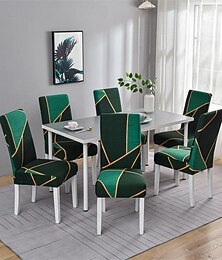 abordables -Housse de chaise de salle à manger en élasthanne extensible, ensemble de 4/6 pièces, housse de protection de chaise extensible à motif géométrique avec bande élastique pour salle à manger, mariage,