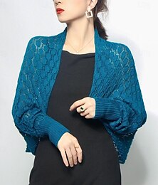 billige -Sjal til kvinner Bryllupsgjestens wraps Elegant damer Langermet Polyester Bryllup Wrap Med Ren Farge Til Formell Sommer