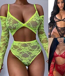 billiga -kvinnors spets rygglös sexiga erotiska sexiga underkläder sexiga kroppar nattkläder - poly spandex enfärgade sexiga underkläder set hemkläder