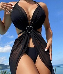 abordables -Femme Normal Pyjamas Corps sexy Ensembles chaud Sexy Vacances Plein 3 Pièces Intérieur Lit Natation Sans Manches Noir Blanche Rose Bleu Eté