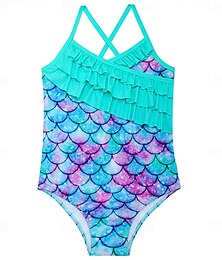 cheap -Girls' One Piece Swimsuit Swimming Sports Swimwear Summer Ruffled Floral Print Swimsuits UV Protection Beach Swimwear