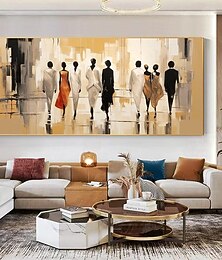 baratos -pintado à mão abstrato pessoas modernas paisagem pintura a óleo sobre tela grande pintura de arte de parede andando na rua pintura minimalista arte para sala de estar arte decoração de casa
