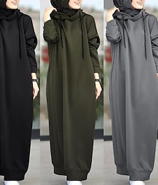 Χαμηλού Κόστους -Γυναικεία Φορέματα Ρόμπα φούτερ με κουκούλα Ντουμπάι Ισλαμική Αραβικά αραβικός μουσουλμάνος Ραμαζάνι Ενηλίκων Φόρεμα