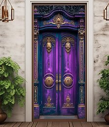 levne -fialová vintage duté kryty dveří nástěnná malba výzdoba dveře gobelín dveřní záclona dekorace pozadí dveřní banner odnímatelný pro přední dveře vnitřní venkovní domácí dekorace pokoje farma výzdoba