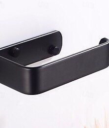 זול -מחזיק נייר טואלט חומר אלומיניום חדר רחצה צמוד לקיר נייר גליל טואלט מוט יחיד שחור 1pc